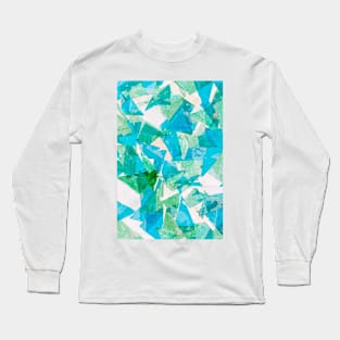 Abstract Blue and Green Pattern Long Sleeve T-Shirt